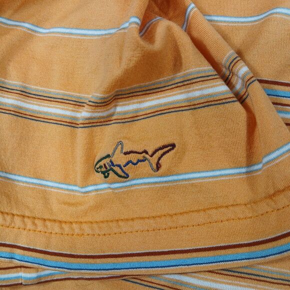 Greg Norman Polo Shirt Adult Med Orange Stripe‎ 60/2 Double Mercerized Golf Mens - Picture 3 of 8